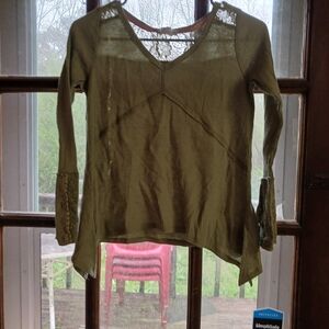 Rue21 Olive Long Sleeve Lace Top
